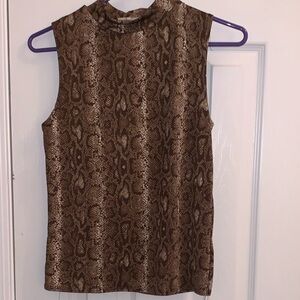 Olivia Rae Brown Sleeveless Snake Print Top
